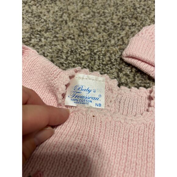 Baby's Trousseau Knit Pink 3 Piece Set with Knit Romper, Hat and Blanket - Picture 2 of 2